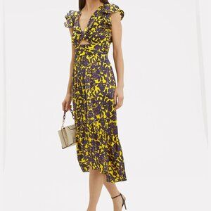 A.L.C | Valencia Silk Dress with Ruffle & Cutout - LIGHTLY WORN